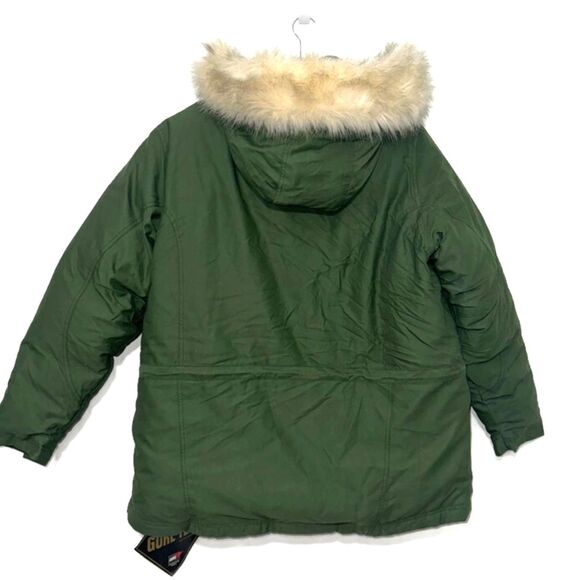 LL Bean Women's Gore-Tex Goose Down Hooded Fur Parka Coat - Forest Green XL - Picture 2 of 16